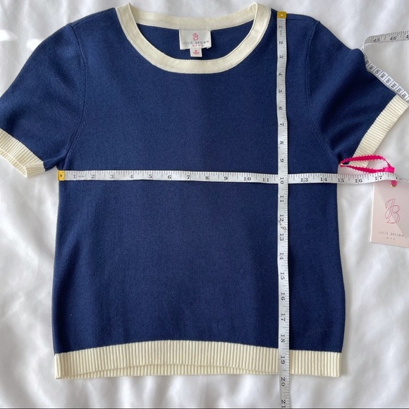 NWT Julie Brown NYC White/Navy Short Sleeve Top - Picture 11 of 12
